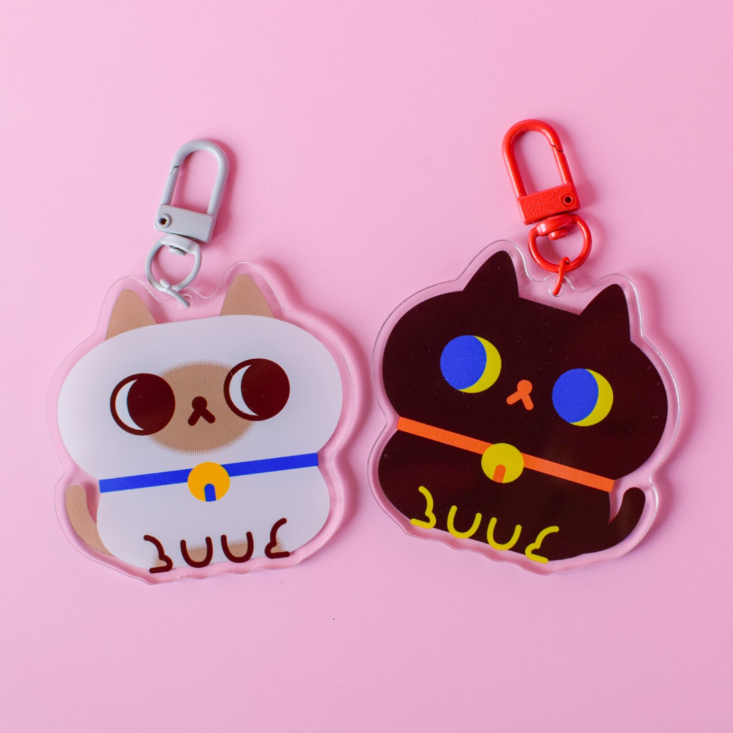 Porte-clés/breloque en acrylique chat noir