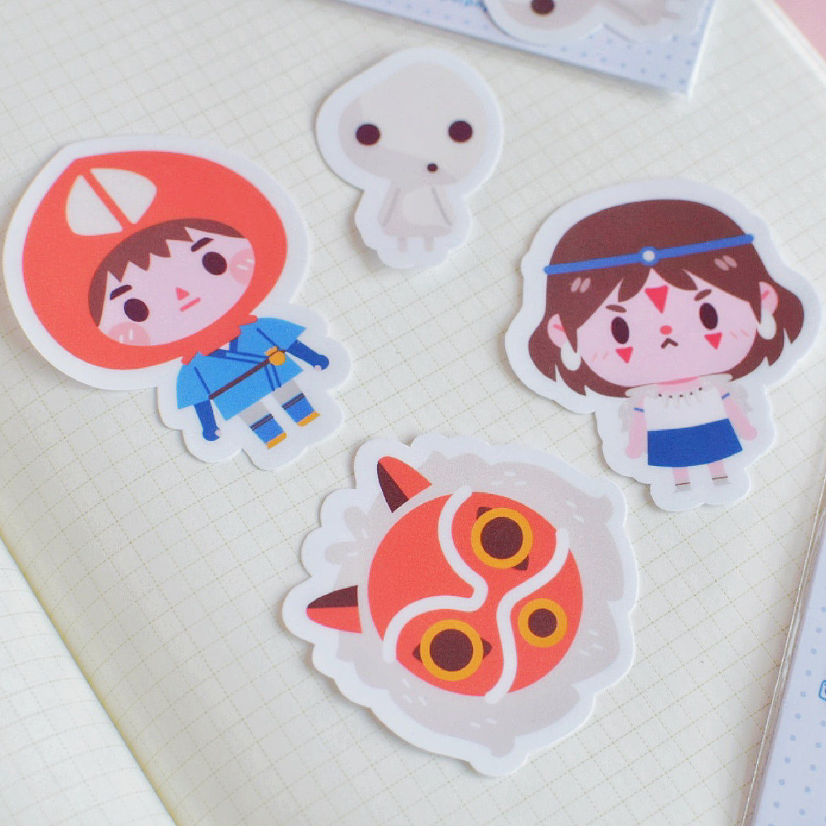 Pack d'autocollants en vinyle laminé mat Princesse Mononoke