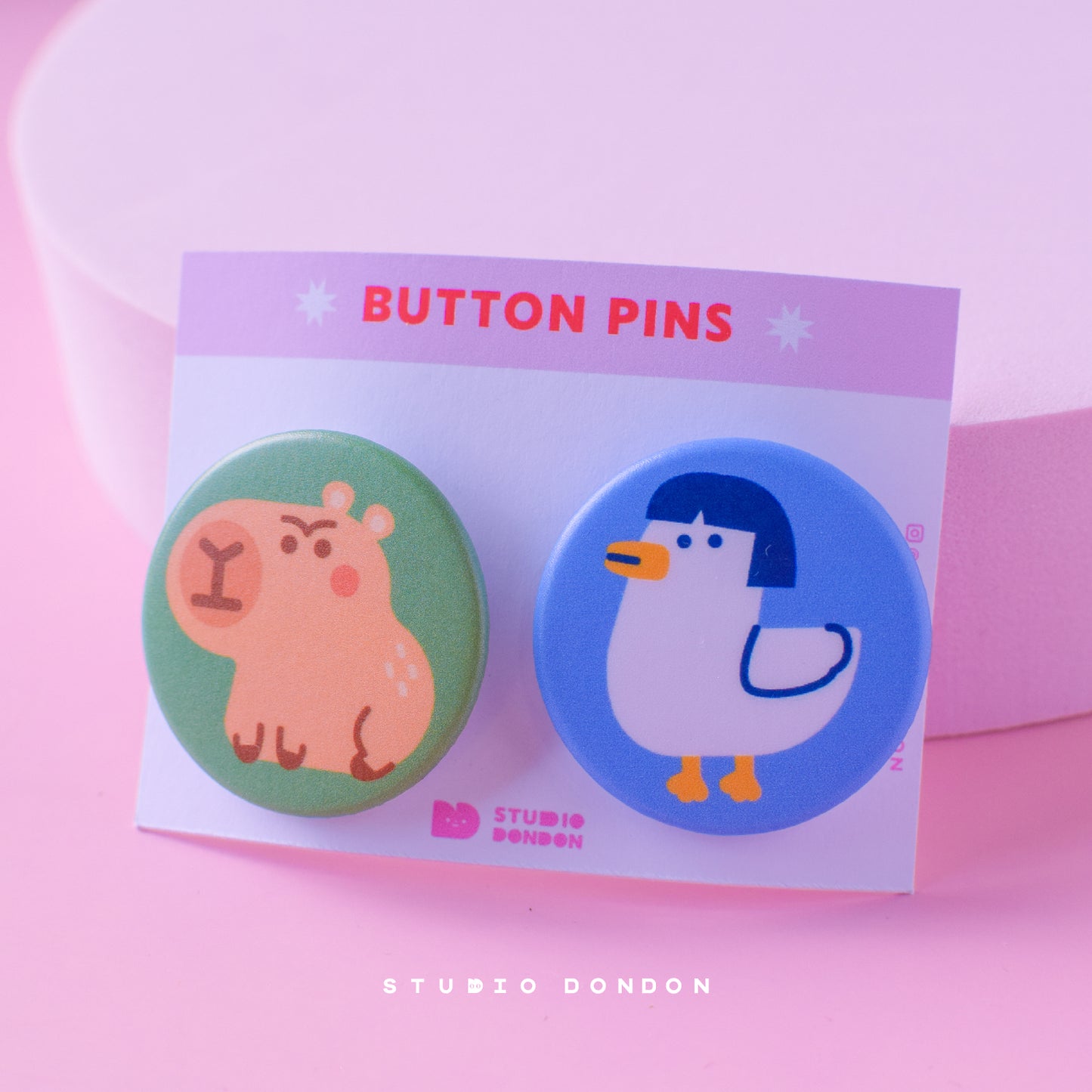 Capybara Lisa Duck 1.25" Button Pins