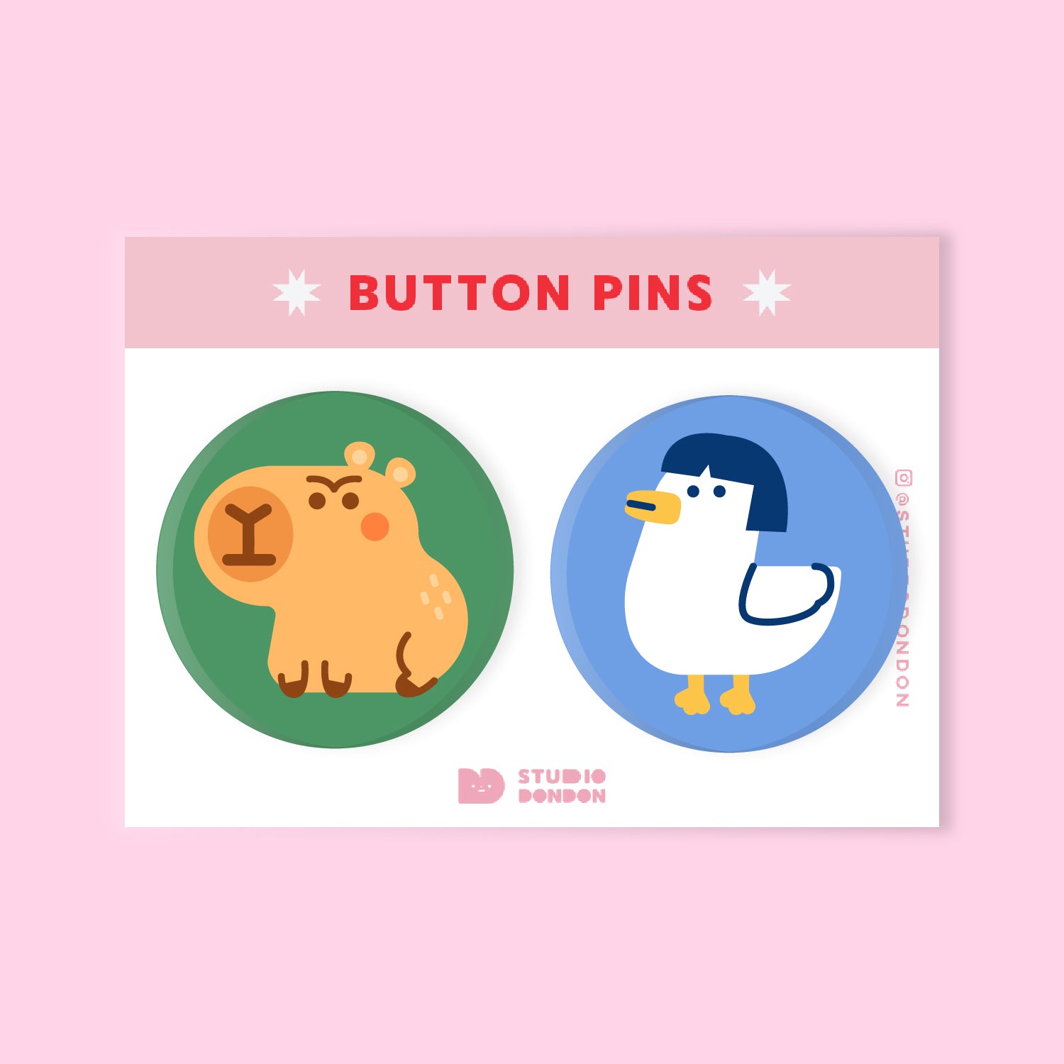 Capybara Lisa Duck 1.25" Button Pins