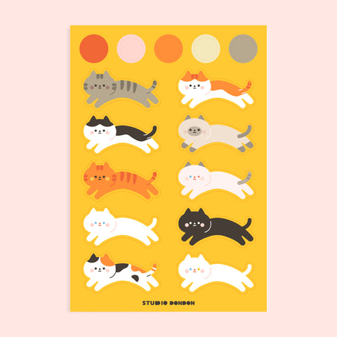 Cat Cattos WaterProof Sticker Sheet