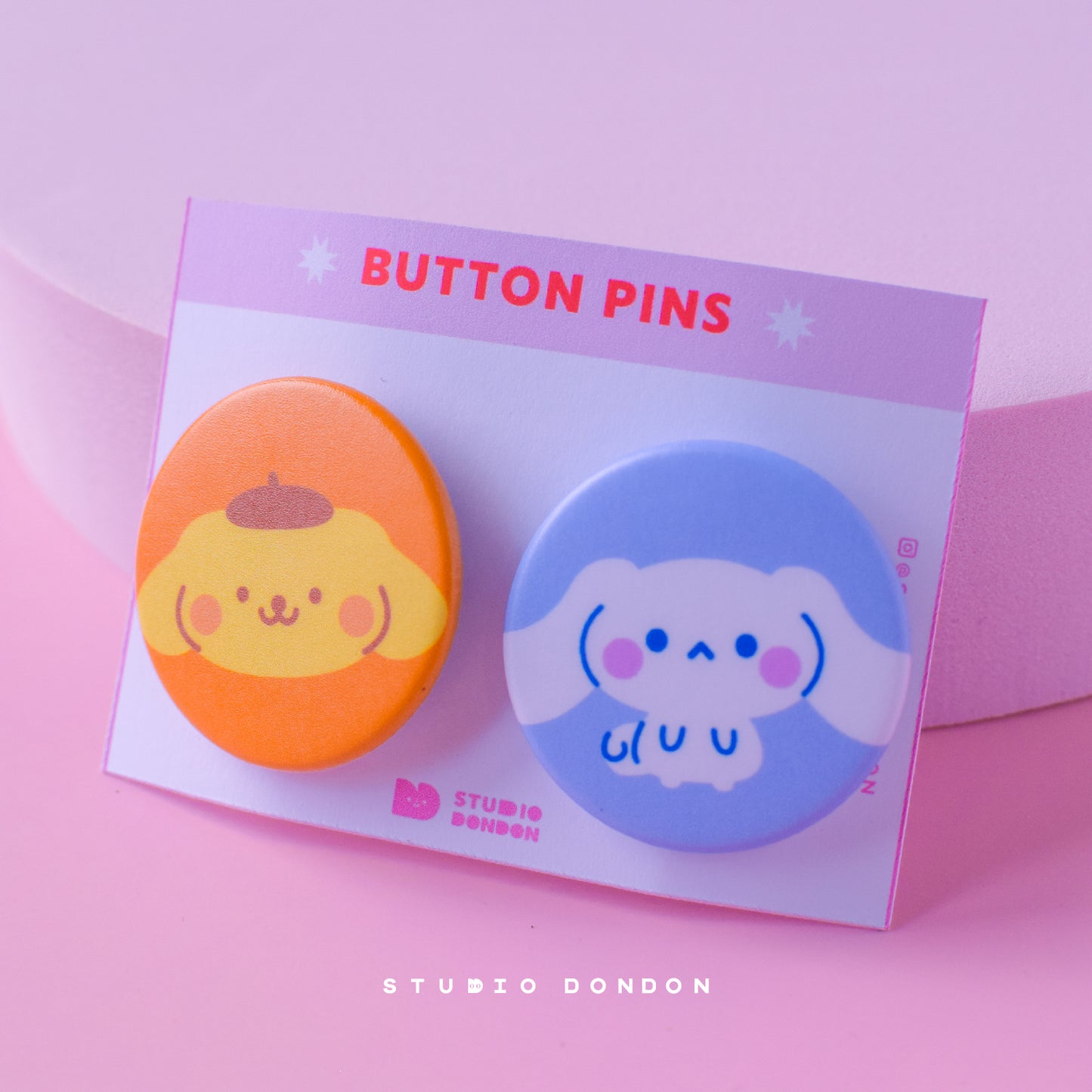 Pompompurin Cinnamoroll 1.25" Button Pins