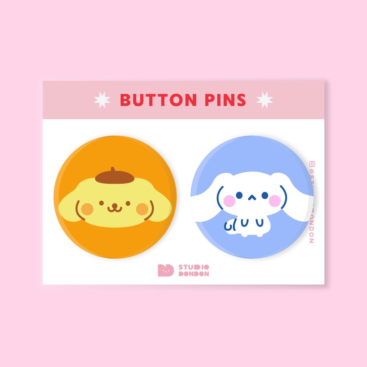 Pompompurin Cinnamoroll 1.25" Button Pins