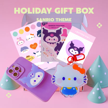 CAJA DE REGALO FESTIVA Temática Sanrio (Agarre para Móvil + Llavero)