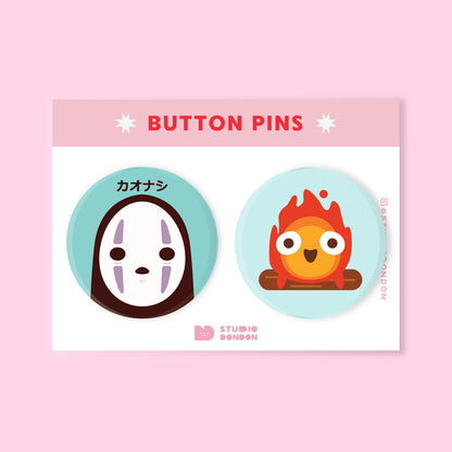 No Face Calcifer 1.25" Button Pins