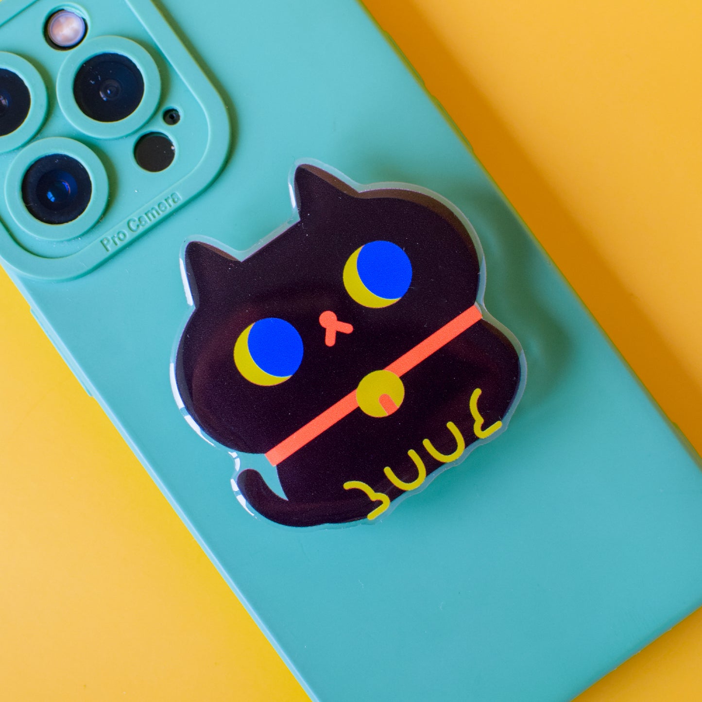 Black Cat Acrylic Mobile Grip / Phone Holder