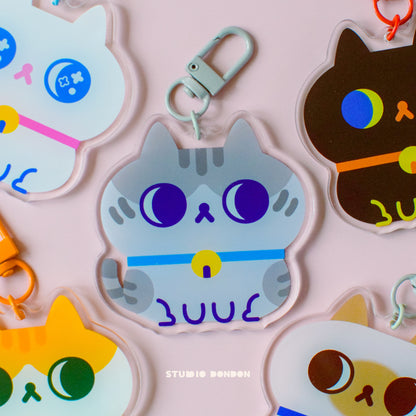 Gray Cat Acrylic Charm /  Keychain