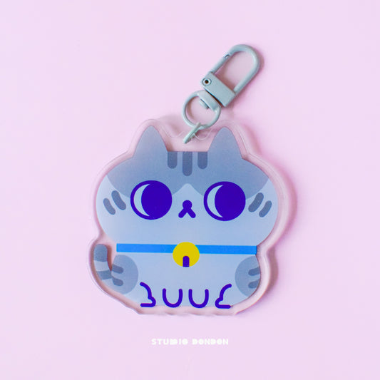 Gray Cat Acrylic Charm /  Keychain