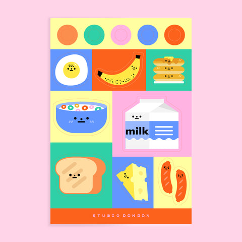 BREAKFAST Cute Sticker Sheet