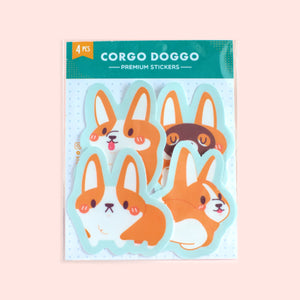 Corgo Doggo Corgi Dog Vinyl Matte Laminated Sticker Pack