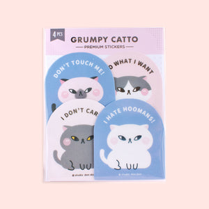Grumpy Catto Cat Vinyl Matte Laminated Sticker Pack