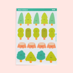 Trees Cute Kawaii Kiss Cut Sticker Sheet