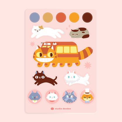 Cats of Studio Ghibli Waterproof Sticker Sheet