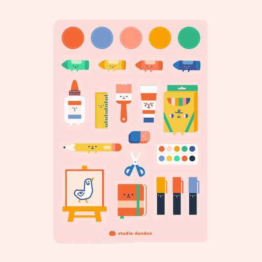 Art Materials Cute Sticker Sheet