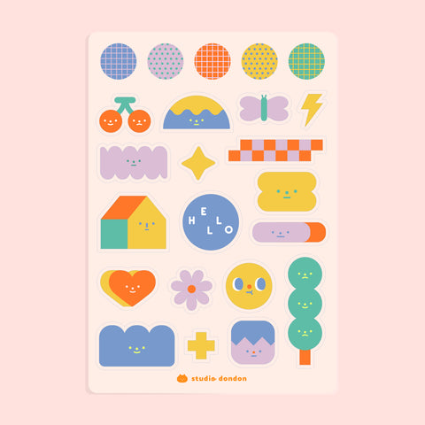 Kawaii Shapes V2 Sticker Sheet