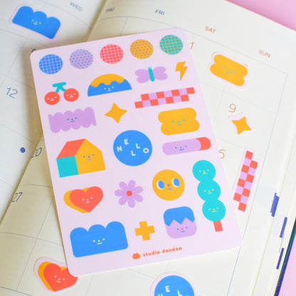 Kawaii Shapes V2 Sticker Sheet