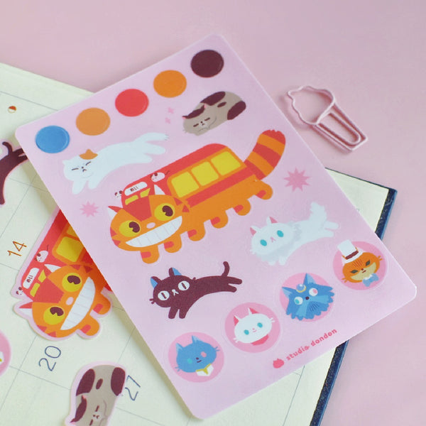 Cats of Studio Ghibli Waterproof Sticker Sheet
